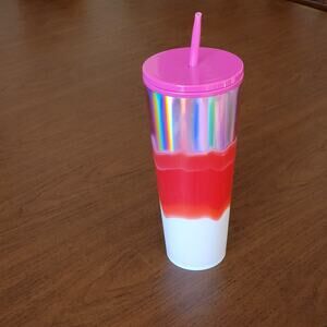 Starbucks 2020 Winter Holiday Pink Red Multi Color Wave 24oz Cold Cup Tumbler